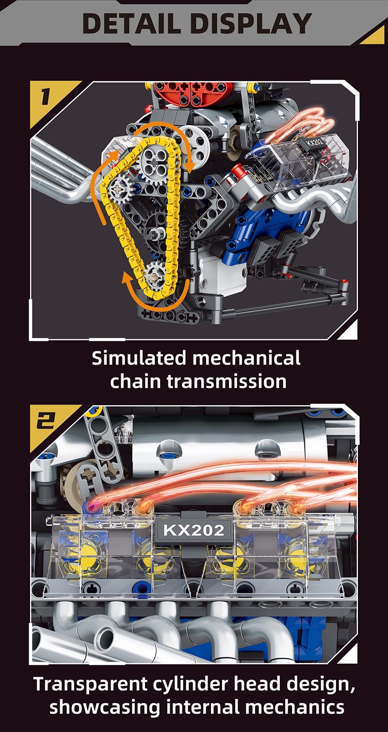 KAIXING V8 Engine K96202 | 665PCS