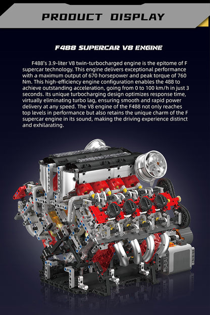 Mould King F488 Supercar V8 Engine 10130 | 2718PCS