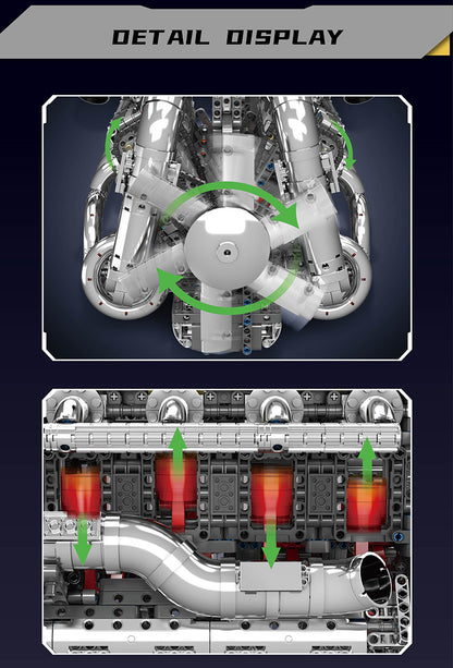 Mould King 5.5 AMG Twin Turbo V8 Engine & Gearbox 10168 | 2899PCS