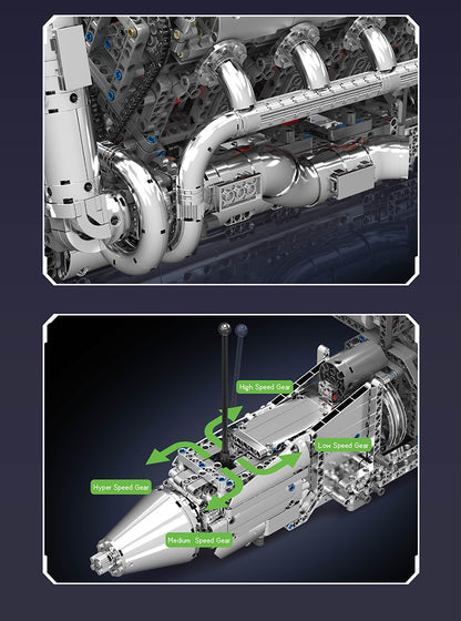 Mould King 5.5 AMG Twin Turbo V8 Engine & Gearbox 10168 | 2899PCS