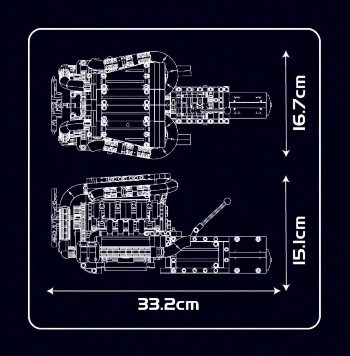 Mould King M8 Twin Turbo V8 Engine & Gearbox 10203 | 1169PCS